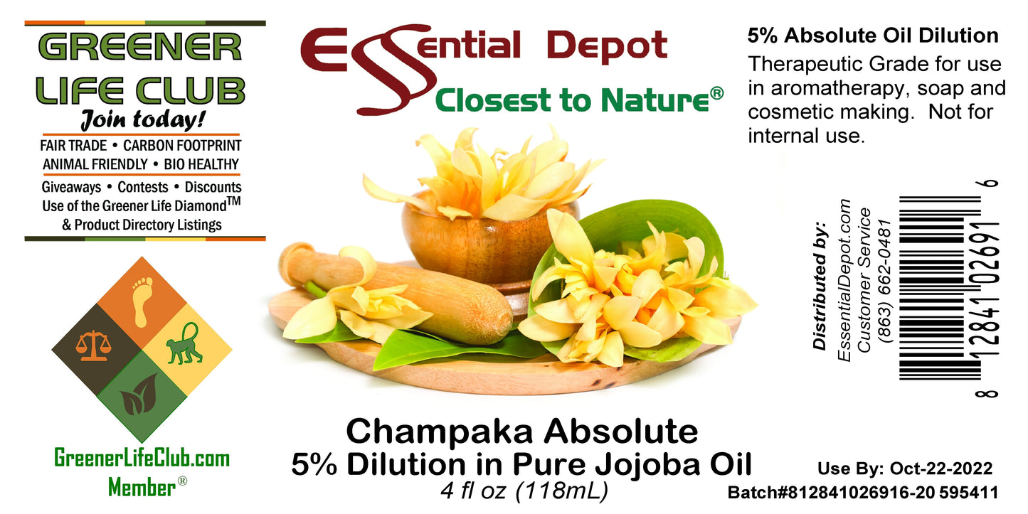 Champaka Absolute 5% Dilution in Pure Jojoba - 4 fl oz