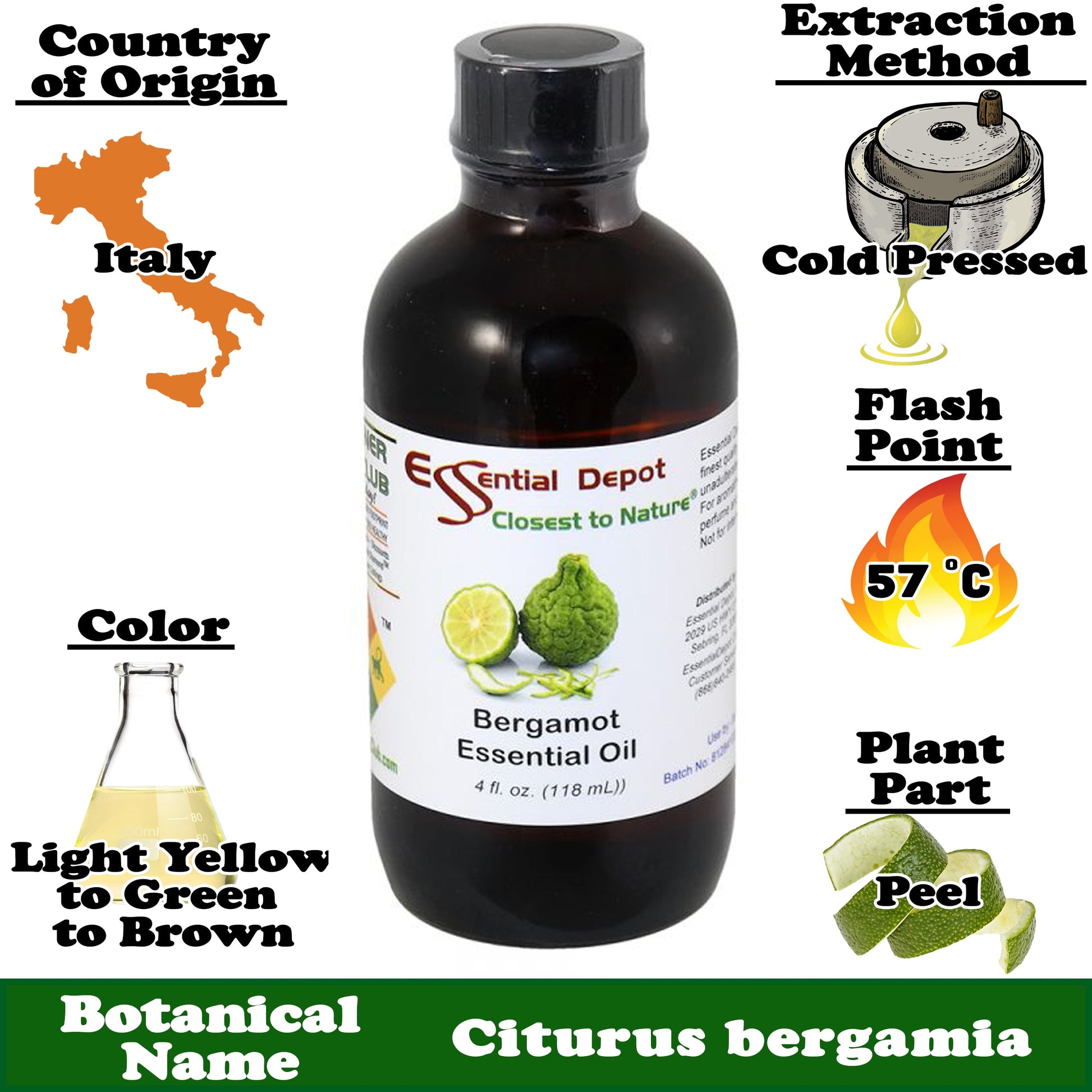 Bergamot Essential Oil - 4 oz.