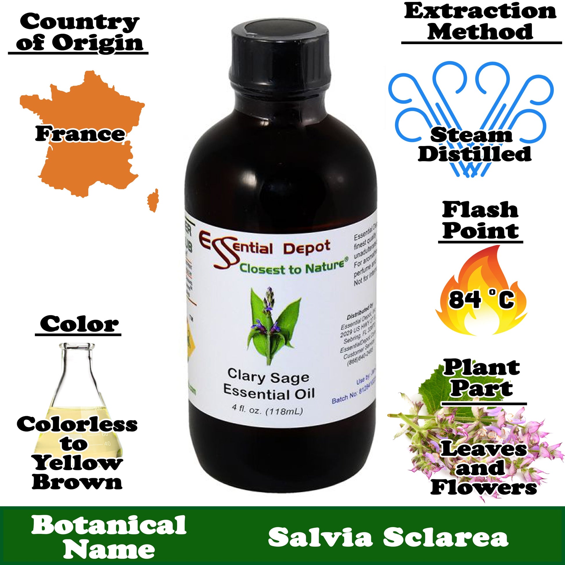 Clary Sage Essential Oil - 4 oz.