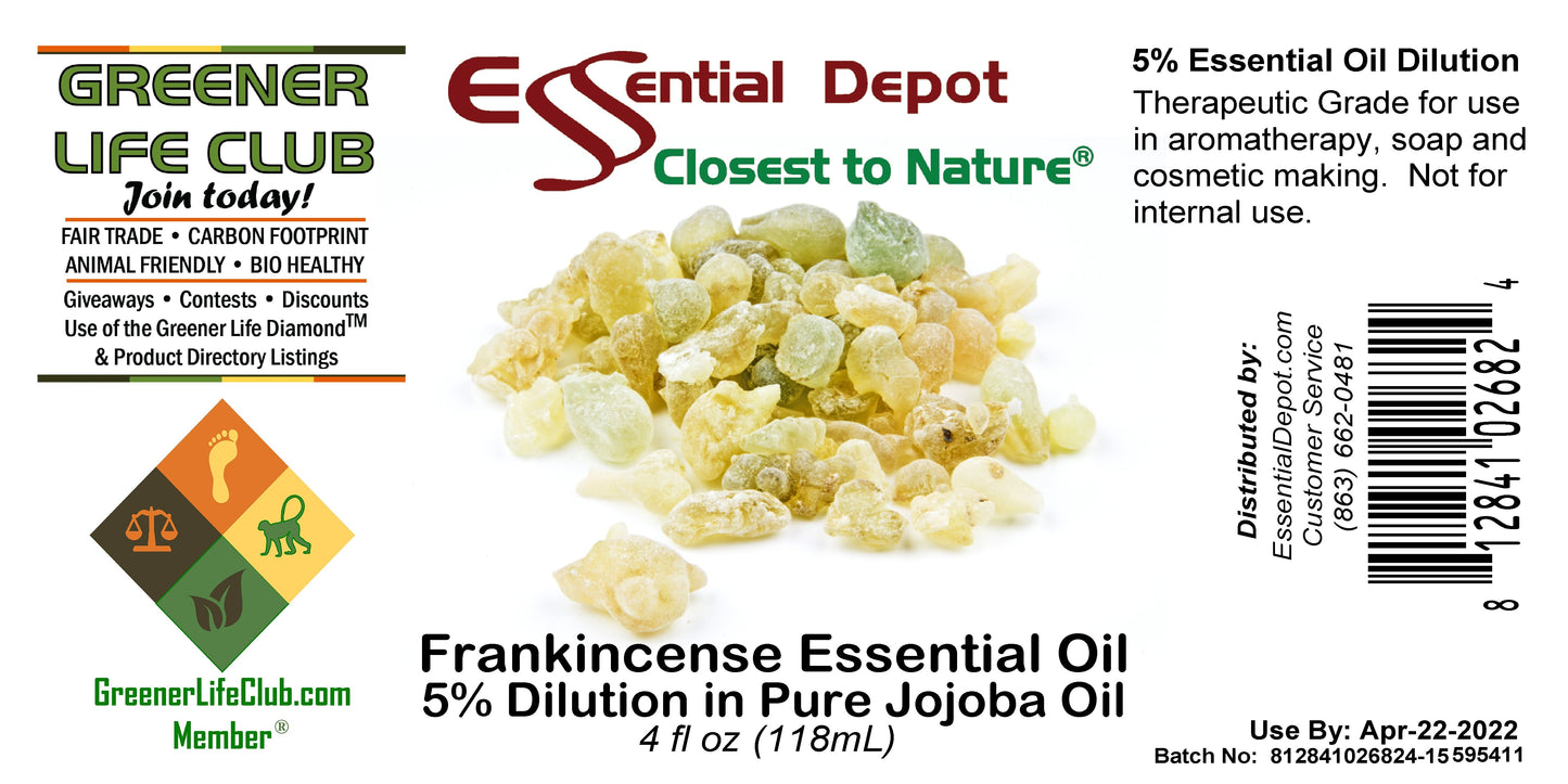 Frankincense 5% Dilution in Pure Jojoba - 4oz