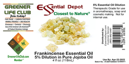 Frankincense 5% Dilution in Pure Jojoba - 4oz