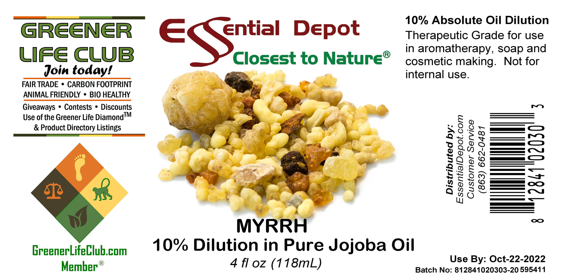 Myrrh 10% Dilution in Pure Jojoba - 4oz