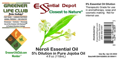 Neroli 5% Dilution in Pure Jojoba - 4 fl oz