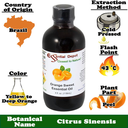 Orange Sweet Essential Oil - 4 oz.