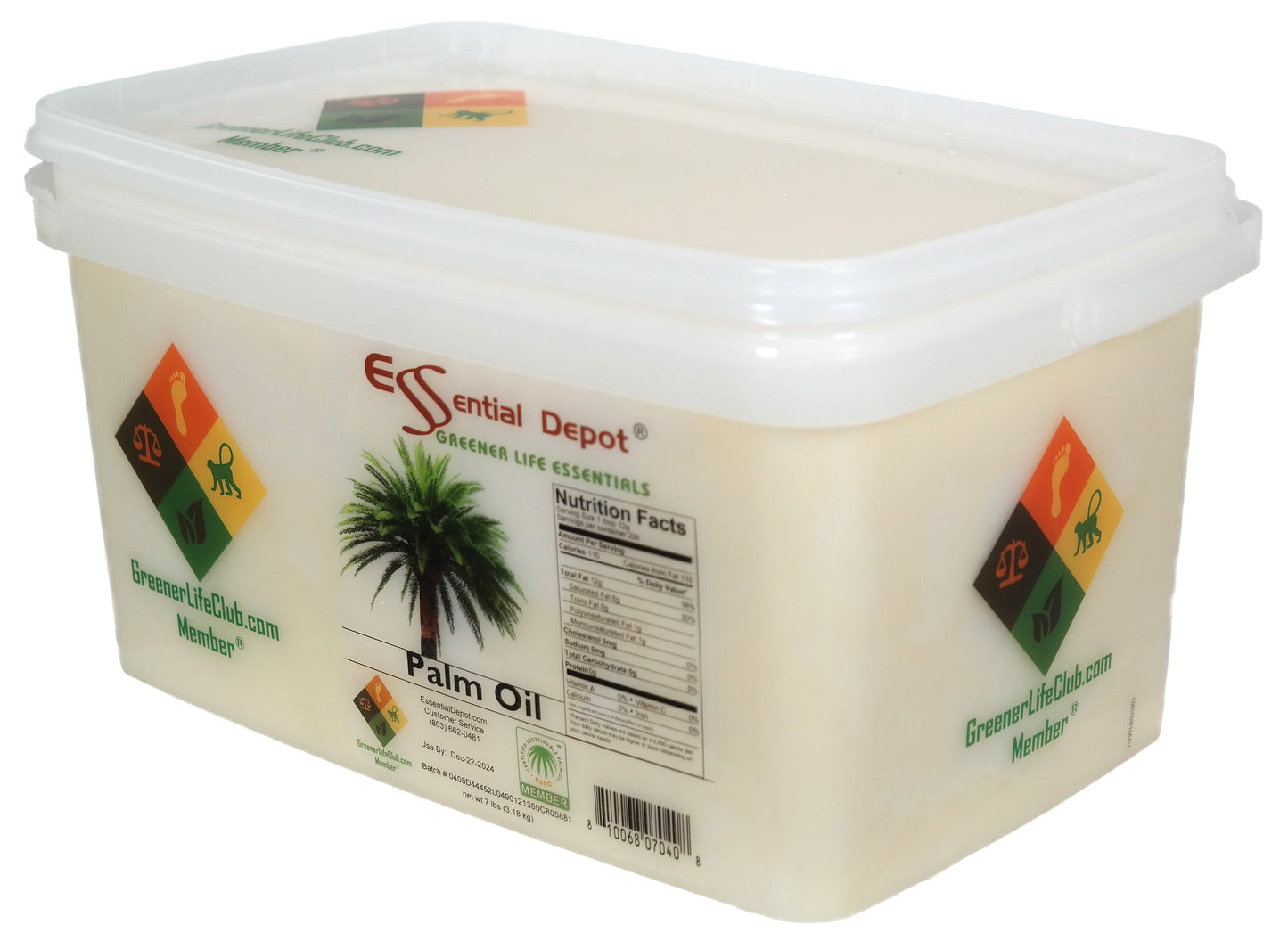 Palm Oil - RSPO Sustainable - 7 lbs - USP Food Grade