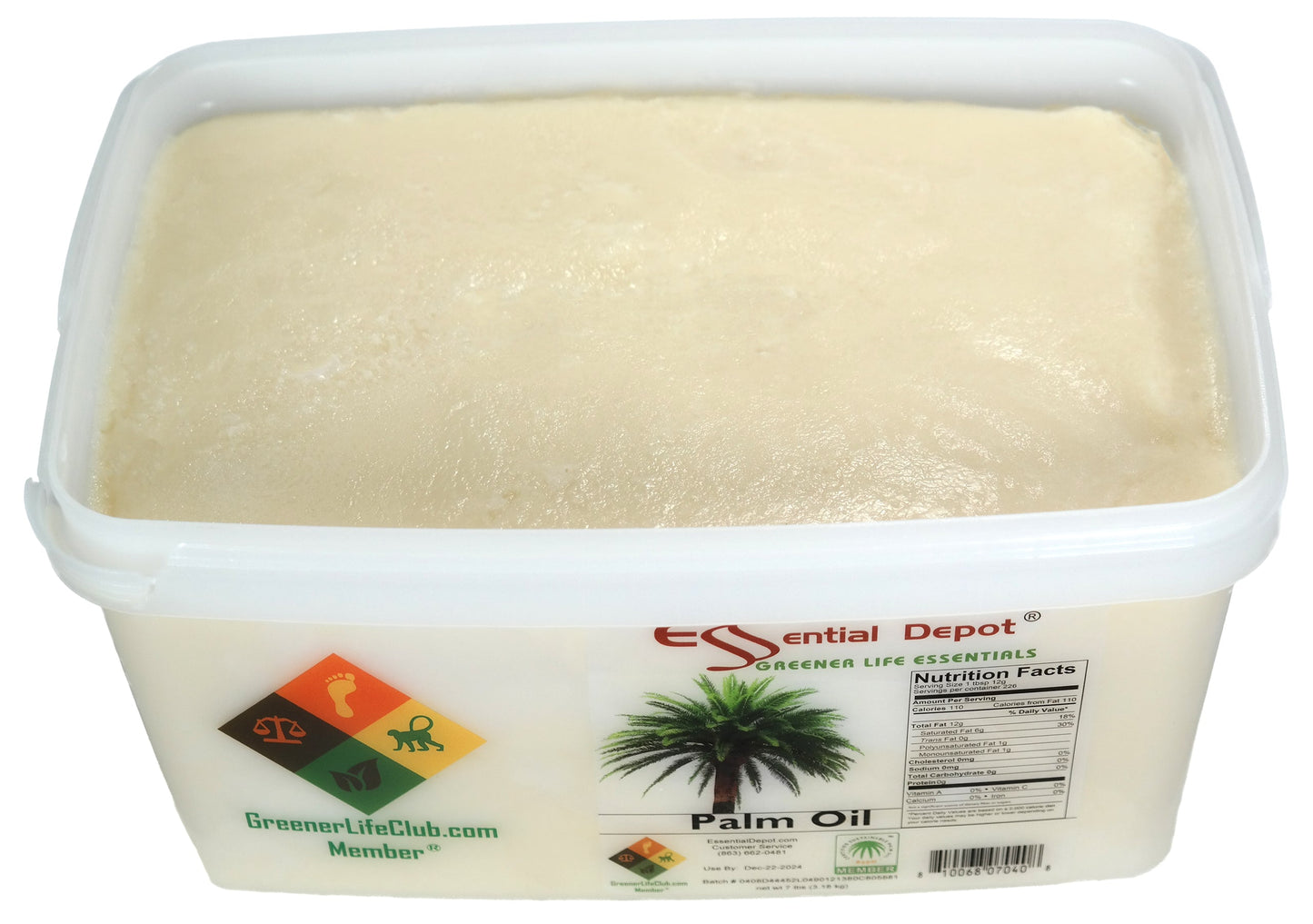 Palm Oil - RSPO Sustainable - 7 lbs - USP Food Grade