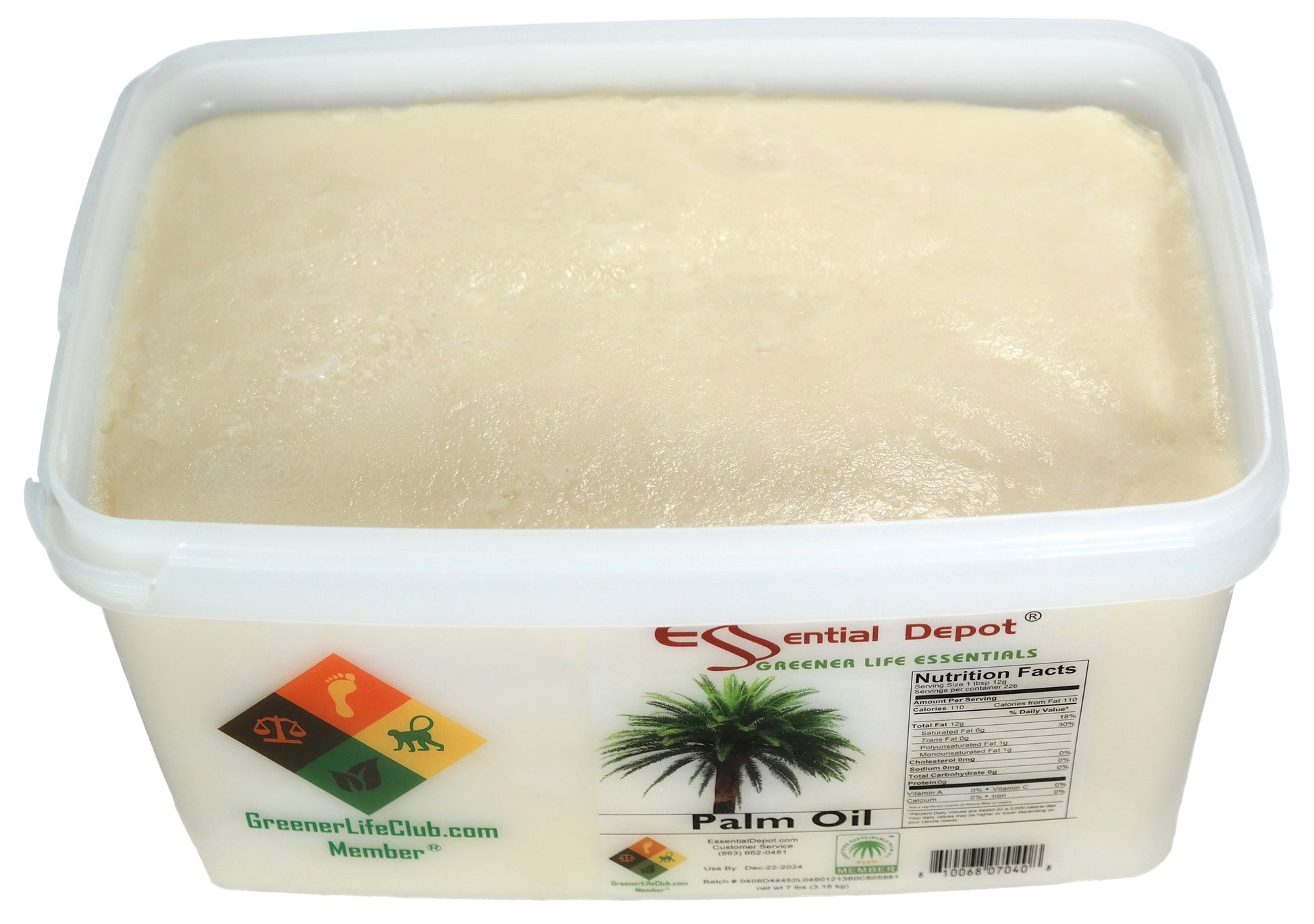 Palm Oil - RSPO Sustainable - 7 lbs - USP Food Grade