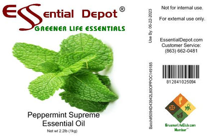 Peppermint Essential Oil - 1 kg. - Approx 2.2 lbs.