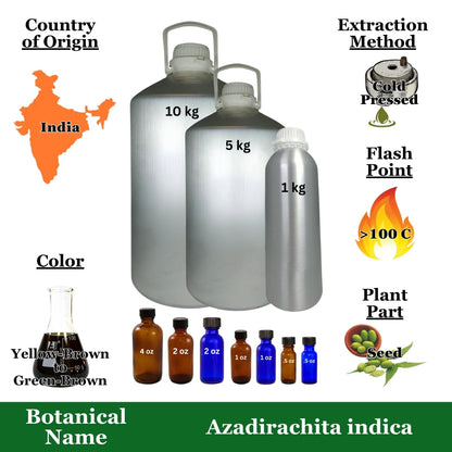 Neem Seed Oil - 1 kg. - Approx 2.2 lbs.