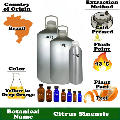 Orange Sweet Essential Oil - 1 kg. - Approx 2.2 lbs.
