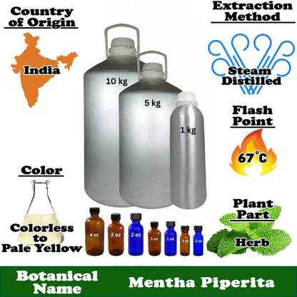 Peppermint Essential Oil - 1 kg. - Approx 2.2 lbs.