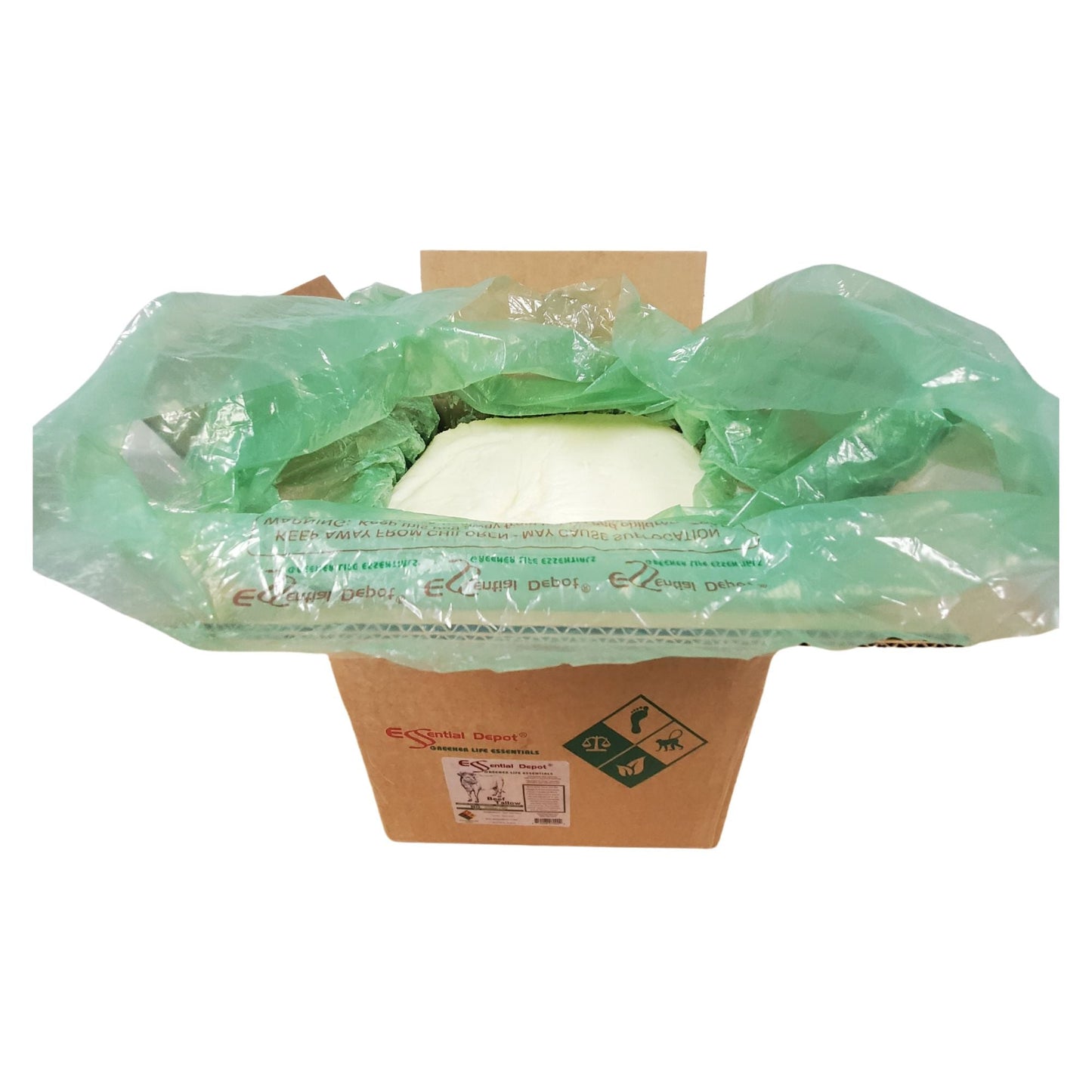 Beef Tallow - GRASS FED - 50 lbs in poly bag in box - FOOD GRADE
