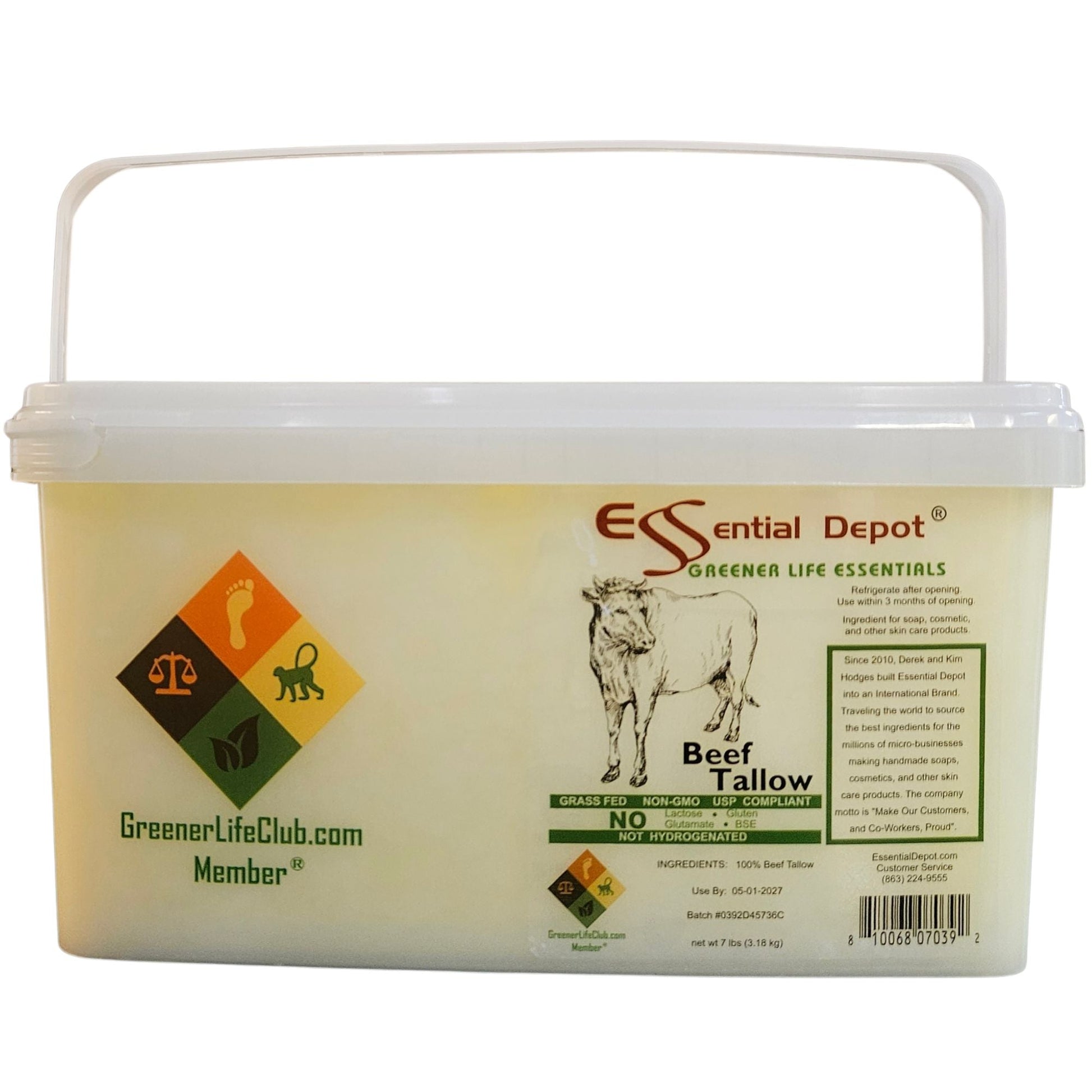 Beef Tallow - 7 lbs in GLC Box - GRASS FED - FOOD GRADE