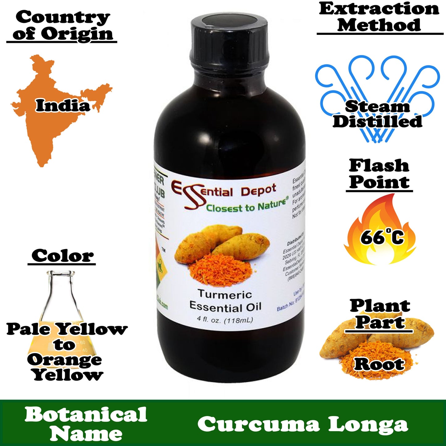 Turmeric Root Essential Oil - 4 oz.