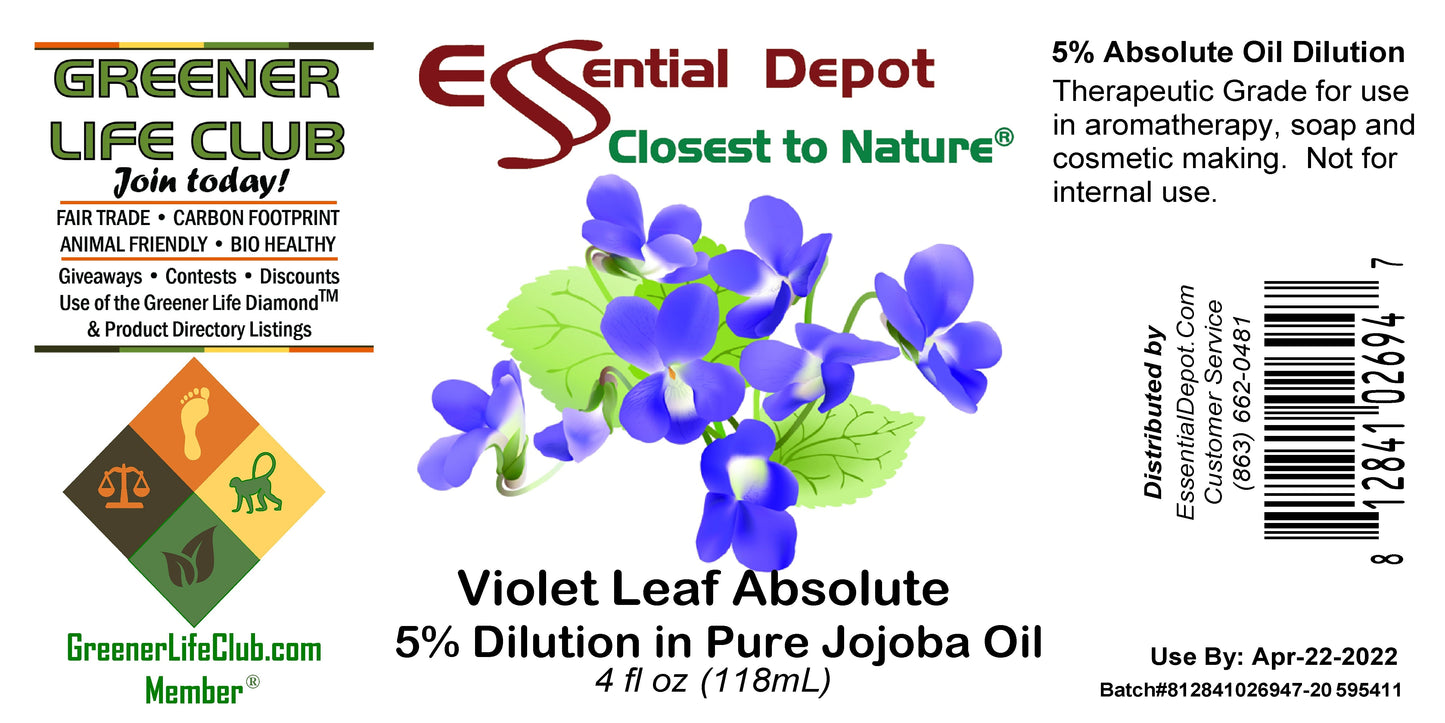 Violet Leaf Essential Oil 5% Dilution in Pure Jojoba - 4 fl oz